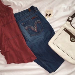 7 For All Mankind Women's Dark Blue Denim Jeans